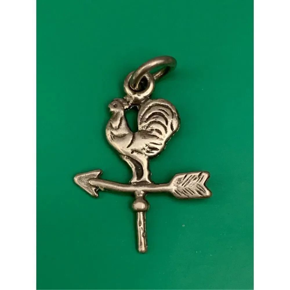 Rooster Weathervane Sterling Silver Jewelry Charm #farm
